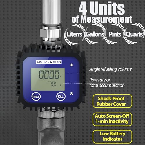Air Operated Oil Control Valve, Digital Flow Meter Oil Metering Gun, 10 GPM 1500 PSI Heavy Duty Engine Motor Oil Dispenser Nozzle, 1/2 inch NPT Inlet