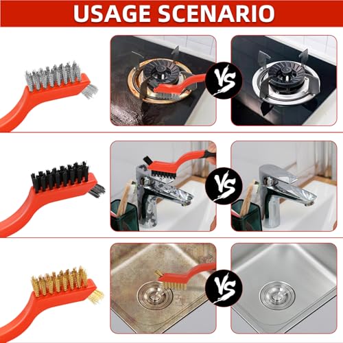 6PCS Wire Brushes for Cleaning Rust, Nylon, Brass & StainlessSteel Bristles - style: 6pcs