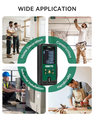 Laser Measure, Ogeto 165 Feet Digital Laser Distance Meter with 2 Bubble Levels,M/in/Ft Unit Switching Backlit LCD and Pythagorean Mode, Measure Distance, Area and Volume