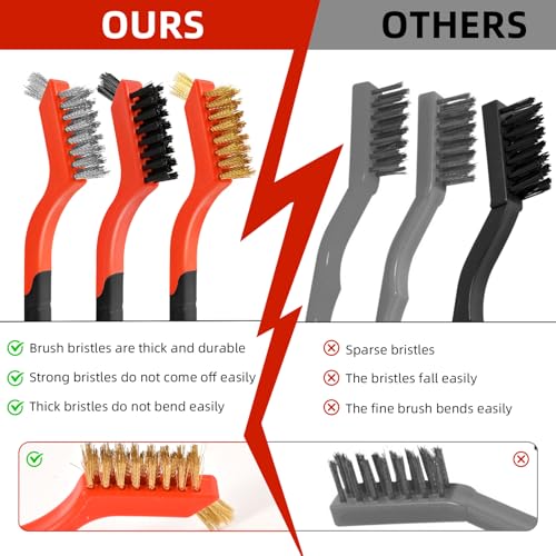 6PCS Wire Brushes for Cleaning Rust, Nylon, Brass & StainlessSteel Bristles - style: 6pcs