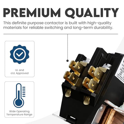 1-Pole Definite Purpose Contactor, 32A, 24V Coil, UL Recognized, A2L Cert. - size: 1P 32A 24V Coil