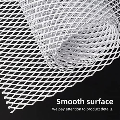 AggAuto Universal 40"x13" Car Grill Mesh 6x12mm Rhombic Hole White - size: 6x12mm Rhombus - White