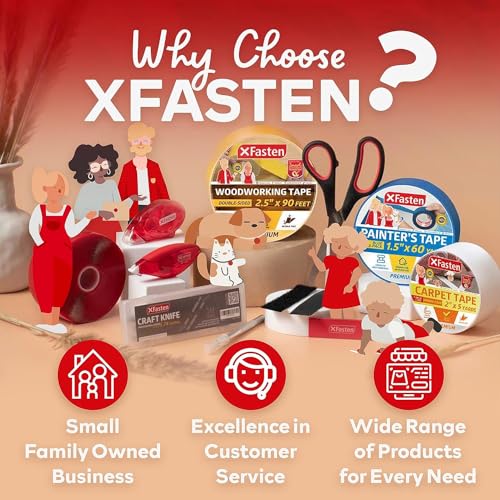 XFasten Double Sided Woodworking Tape 1 Inch x 108 Feet (3-Pack), Residue-Free, Removable Double Sided Woodworking Masking Tape for Wood Template, Mounting Boards MDF Edge Banding, Routing, Anchoring - size: 1 Inch x 36 Yards (3 Pack)