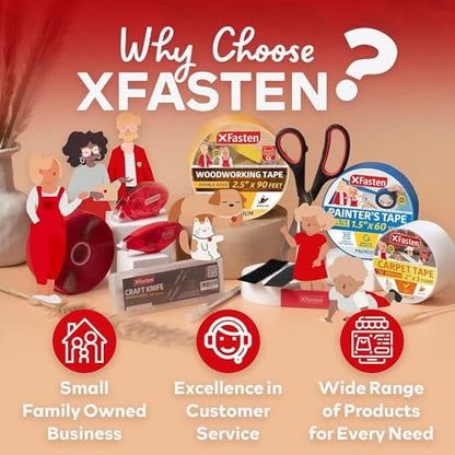 XFasten Double Sided Woodworking Tape 1 Inch x 108 Feet (3-Pack), Residue-Free, Removable Double Sided Woodworking Masking Tape for Wood Template, Mounting Boards MDF Edge Banding, Routing, Anchoring - size: 1 Inch x 36 Yards (3 Pack)