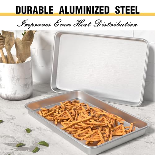 Commercial Quality Baking Sheet Pan Set, Natural Aluminum Cookie Sheet, Umite Chef Warp Resistant Baker's Half Sheet Pan, Large Thick Cookie Tray Pans for Baking, Roasting(2 Pack, 18X13In) - size: 18x13in