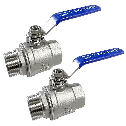 1" Male to Female Thread Full Port Ball Valves NPT 304 Stainless Steel for Water Oil Gas WOG1000 (Pack of 2) - size: 2-pack x 1 Inch