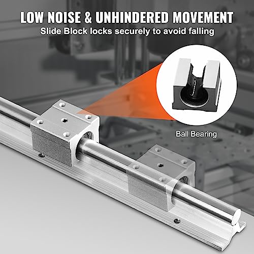 VEVOR Linear Rail Slide SBR20-1200mm 2 PCS and 4 PCS SBR20UU Slide Blocks Linear Guide Rail and Bearings Kit for Automated Machines DIY Project CNC Router Machines - size: SBR 20-1200mm