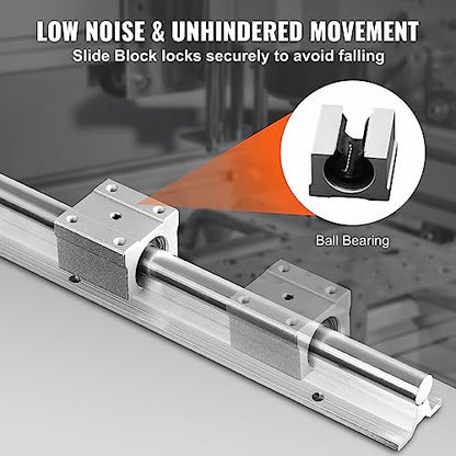 VEVOR Linear Rail Slide SBR20-1200mm 2 PCS and 4 PCS SBR20UU Slide Blocks Linear Guide Rail and Bearings Kit for Automated Machines DIY Project CNC Router Machines - size: SBR 20-1200mm
