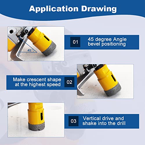 HIGHDRIL Multi Angle Measuring Ruler 5-Hole Drill Locator & Diamond Drill Bit Kit 5/8-11 for Porcelain Tile Ceramic Marble Brick Hole Saw(25/35/45/65/75mm+20mm Finger Bits+50mm Beveling Chamfer Bit) - size: Thread Set4