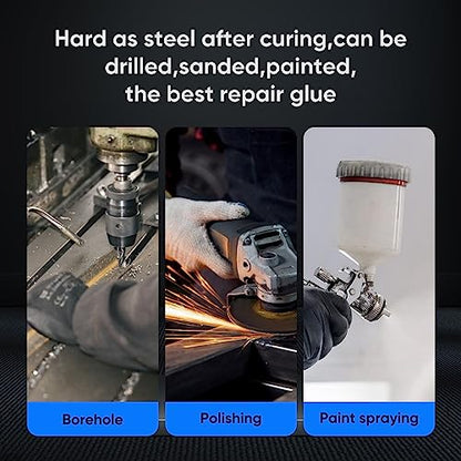 Metal Glue Heavy Duty Metal-on-Metal Glue 30Min Set 24Hr Cure 3Pcs 1.76oz - size: 30min 3pcs