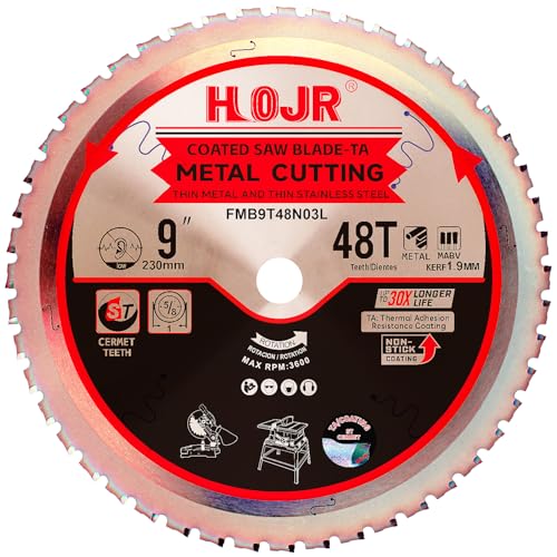 Dia 9"(230mm) 48-Tooth Arbor 1" Metal Cutting Circular Saw Blade, for Steel and Stainless Steel,The Cutting Head uses a Special Anti-Heat Sticking Coating,FMB 9 inch 48-Tooth 1" -TA - size: Steel 9" 48T