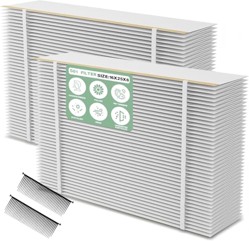 （2 Pack）501 Replacement Furnace Filter Compatible with AprilAire 5000 Whole-House Air Purifier - 16x25x6 MERV 15, Clean Air & Dust，incloud 2 Pleat Spacers