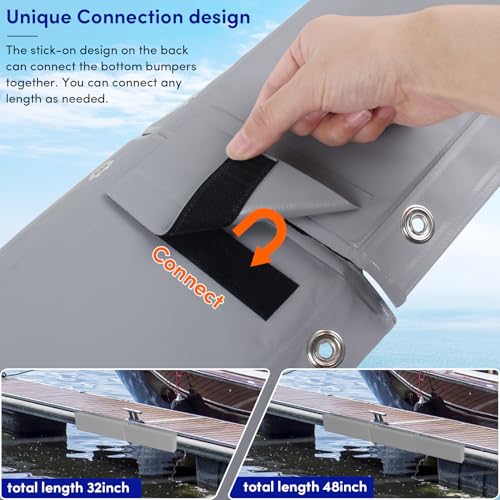 Dock Bumper,Dock Bumper Guard with Screws,Boat Dock Bumper for Boat Dock Vertical Pole Post or Corner Dock,PVC Piling Bumper-Post Bumper for Horizontal Deck or Pier Fenders - style: Grey 4Pack Total 64IN