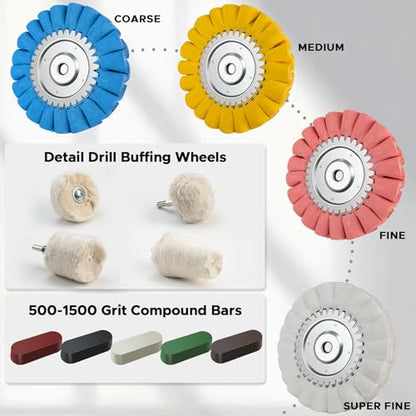 13 PCS 8" S-Shape Airway Buffing Kit, Flange-Free One-Piece Hub - size: 13PCS Upgraded S-Shape Set