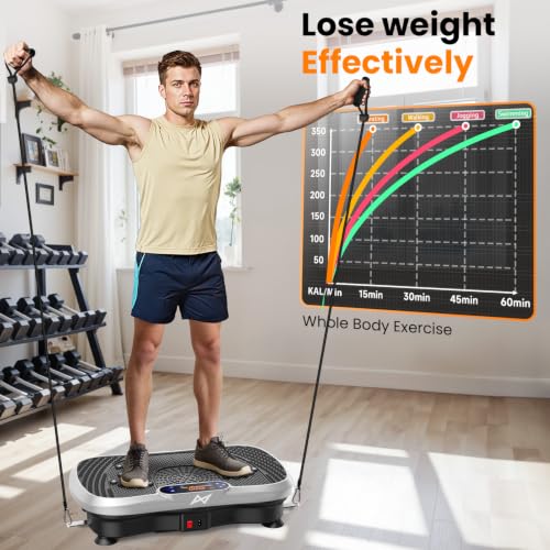 AXV Vibration Plate Exercise Machine Fitness Platform Body Vibrating Board - color: SLIM.SILVER