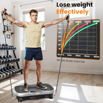 AXV Vibration Plate Exercise Machine Fitness Platform Body Vibrating Board - color: SLIM.SILVER