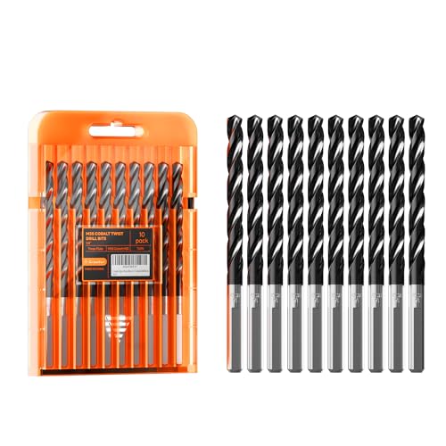 Crosstar M35 Cobalt Drill Bit Set,Three-Flute Design,1/4",10 Pack - size: 10pcs(1/4in)