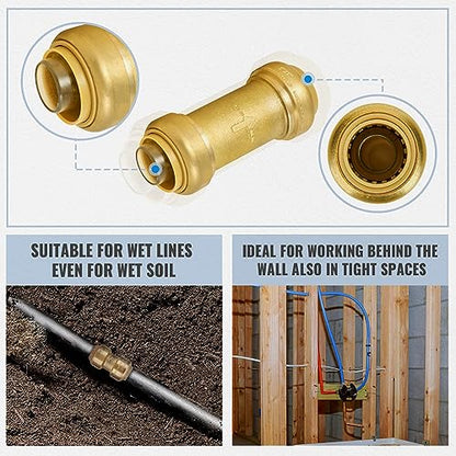 SUNGATOR Check Valve, 1 Inch Push-to-Connect Fittings, 2-Pack, Brass - size: 1 Inch, style: 2 Pack