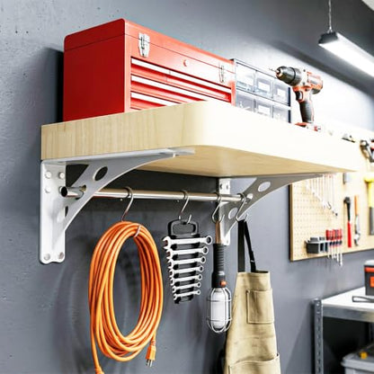8 x 6 in White Heavy Duty Floating Shelf Brackets, Holds 1000lb - color: White Max Load 1000 Lbs, size: 8IN×6IN