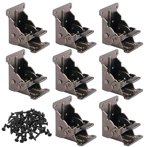 8 Pack Folding Leg Brackets, Folding Table Leg Bracket, Self-Locking Hinge, Foldable Support Bracket with Screws for DIY Tables, Beds, Folding Workbenches, by GENHAKON - size: 8 Packs