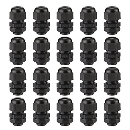 PENGLIN Cable Glands 3/8" NPT Nylon Cable Connector 20PCS - color: Black, size: 3/8 Inch (20-Pack)