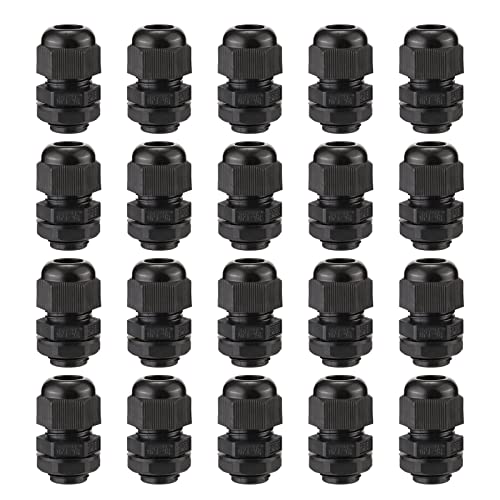 PENGLIN Cable Glands 3/8" NPT Nylon Cable Connector 20PCS - color: Black, size: 3/8 Inch (20-Pack)