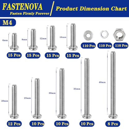 440Pcs M4 Screws Assortment Kit, M4 Screws (9 Sizes 6-40mm) for 3D Printer DIY, Hex Button Head Cap Screw Bolts Nuts Washer Kit, 304 Stainless Steel, 6/8/12/16/20/25/30/35/40mm - size: M4x6/8/12/16/20/25/30/35/40mm, style: Button Head