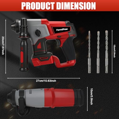 SDS Plus Rotary Hammer for Milwaukee M18 Battery (No Battery) - color: Red