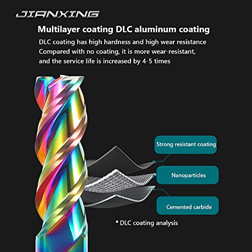 3/16" Carbide Square End Mill, 3 Flute, DLC Coating, 4 Pcs - size: 3/16" (4 Pieces)