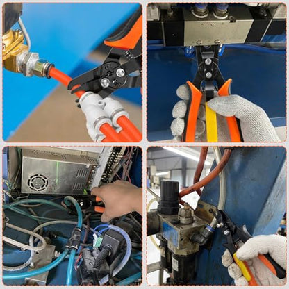 Air Line Removal Tool Pliers, Push to Connect Fittings Disconnect Tool for Air Hose, Quick Connect Pneumatic Fitting Release Plier for Automotive & Industrial Use (3/8" & 1/2" (10mm, 12mm)) - color: 3/8" & 1/2" (10mm, 12mm)