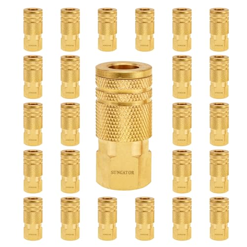 SUNGATOR 1/4" Air Hose Fittings, 25-PCS Brass 1/4" FNPT Industrial Coupler - size: 1/4'' Female, style: 25 Pack