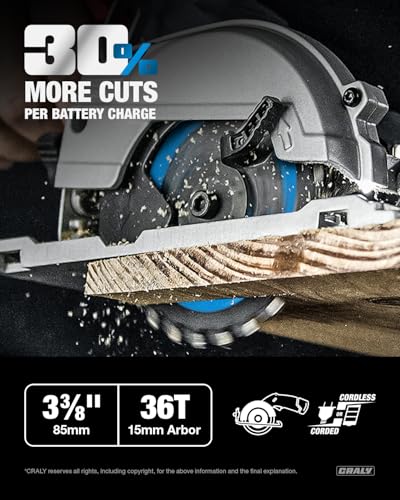 CRALY 3-3/8 Inch 24&36 Teeth Wood Cutting Framing/Fine Finish Circular Saw Blade, 15mm Arbor, Carbide Tipped, Thin Kerf, Black Ice™, for Plywood, MDF, OSB, Laminated, 2-Pack(C032436-2) - size: 3-3/8 inch, 0.591 inch arbor, 24&36T
