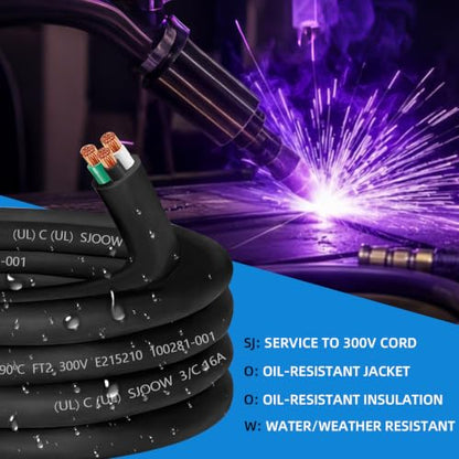 25ft SJOOW 16/3 Wire SJOOW Portable Power Cable,16 Gauge 3 Conductor Wire - size: 25 FT, style: 16AWG(3-Conductor)