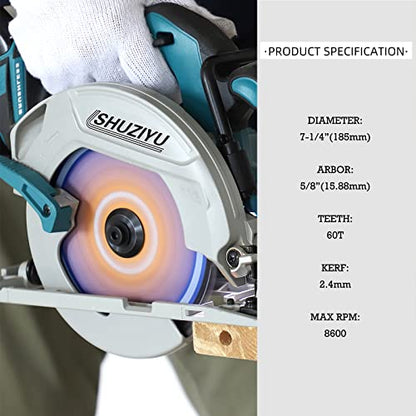 7-1/4”(185MM)-60T, Arbor 5/8"-Diamond, Smooth Cut Coasting. Circular Saw Blade, FRAMING&Ripping, for Laminate, Veneer Board, Plywood, Hard Wood, MDF and HDF Cutting - size: 7-1/4"(185mm) 60T