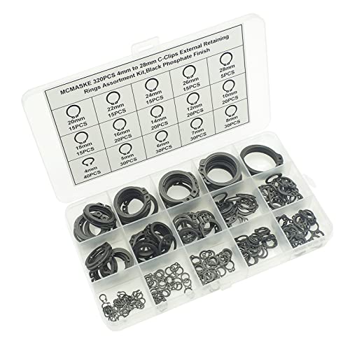 320PCS Metric C-Clips External Retaining Rings 4-28mm DIN471 Kit