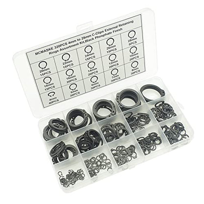 320PCS Metric C-Clips External Retaining Rings 4-28mm DIN471 Kit