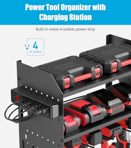 CCCEI Modular Power Tool Organizer Wall Mount with Charging, Black, 1 Pack - color: Black