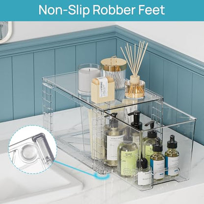 Vtopmart Clear Stackable Storage Drawers, 6 Pack Tall Organizer Set - style: 2 Large+2 Medium+2 Small