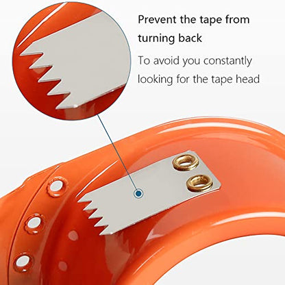 PROSUN 2 Pack Heavy Duty Metal Packing Tape Dispenser Gun and 2 Replacement Blades:2-inch Wide Tape Dispenser for Shipping, Moving, Office & Warehouse(2026 New Set 2" Orange+2" White) - color: Orange+white