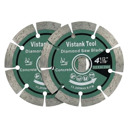 Diamond Blade for Angle Grinder 2-Pack 4.5 Inch, Cutting Discs 4 1/2 Inch, Segmented Concrete Cutting Blade for Masonry Stone Brick Granite, 7/8 Arbor Dry Wet Cut
