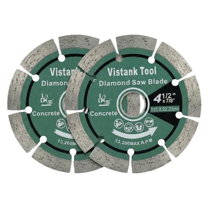 Diamond Blade for Angle Grinder 2-Pack 4.5 Inch, Cutting Discs 4 1/2 Inch, Segmented Concrete Cutting Blade for Masonry Stone Brick Granite, 7/8 Arbor Dry Wet Cut