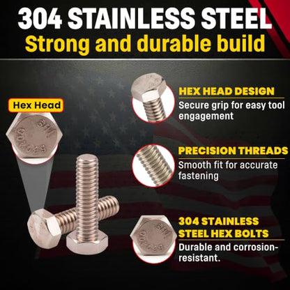 Chenango Supply 1/4-20 x 3/4" Stainless Hex Head Bolts - size: 1/4" X 3/4"