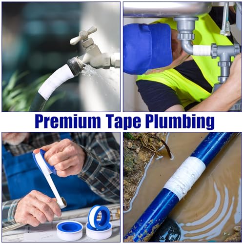 Pushglossy 200 Rolls PTFE Tape 1/2 x 520 Inches Plumbers Tape, White