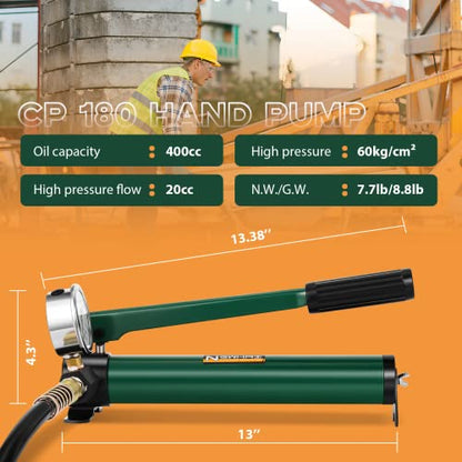 Newhai 10T Hydraulic Ram Kit & CP-180 Pump with Pressure Gauge, 2" Stroke - style: 10 ton Jack+cp180 Pump