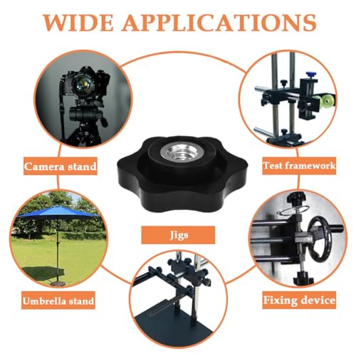 Aifeier ET 4 Pcs 1/4"-20 Inch Knob Black Nylon Screw-On Type Thru - size: 4 pcs 1/4"-20