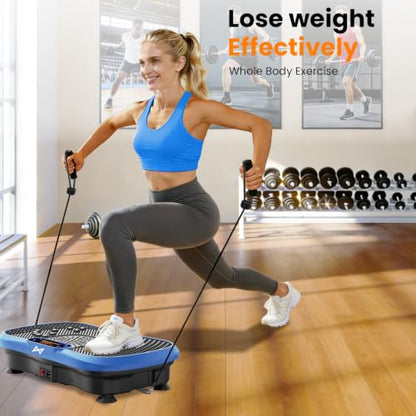 AXV Vibration Plate Exercise Machine Fitness Platform Body Vibrating Board - color: SLIM.BLUE