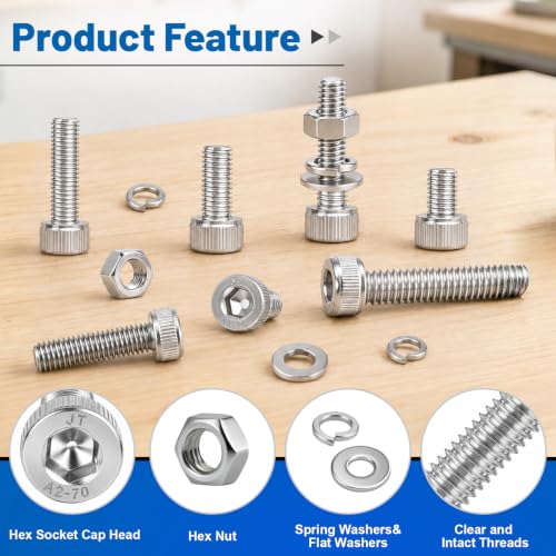 380PCS M5 Hex Socket Bolts Assortment Kit, M5x6/8/10/12/16/20/25/30 mm - size: SS M5 380PCS