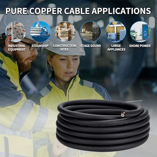 6 Awg 2 Wire Cable 100FT 600V 6 Gauge 2 Conductor Electrical Wire for Motor Leads, Portable Lights, Battery Chargers, Machinery, Large Speakers (6AWG-2C, 100FT) - size: 100FT, style: 6AWG-2C