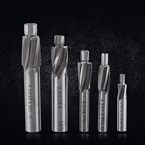 Watris Veiyi 5PCS Counterbore Drill Bit Set, 4 Flutes End Mill Bits