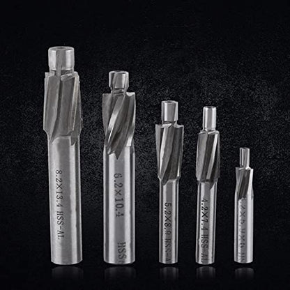 Watris Veiyi 5PCS Counterbore Drill Bit Set, 4 Flutes End Mill Bits